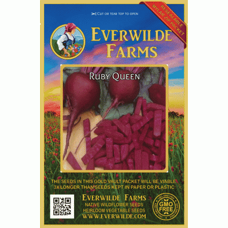 Everwilde Farms Mylar Seed Packet 1/4 Lb Ruby Queen Beet Seeds 