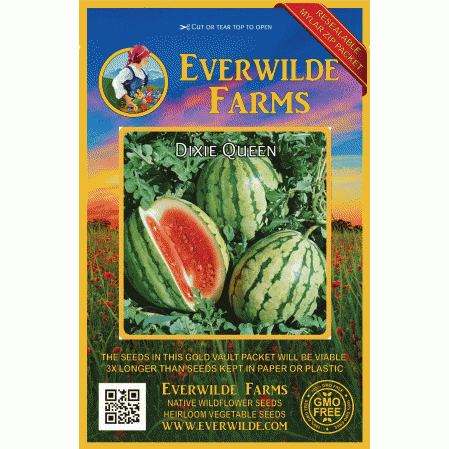 1940's WATERMELON DIXIE QUEEN LITHO SEED PACKET EVERITT'S SEED,INDIANAPOLIS 