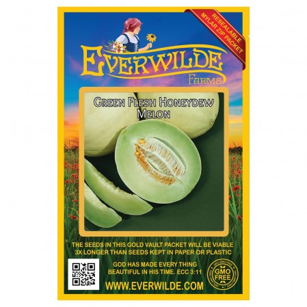 Everwilde Farms - 50 Green Flesh Honeydew Melon Seeds - Gold Vault Jumbo Bulk Seed Packet, Size: 1