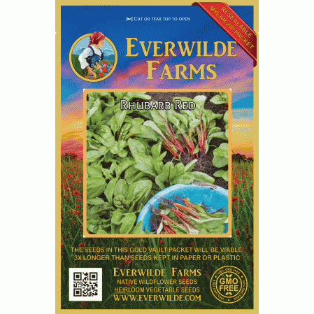 Everwilde Farms Mylar Seed Packet 500 Rhubarb Red Swiss Chard Seeds